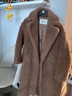 MaxMara Plush Teddy Coat in Camel Brown